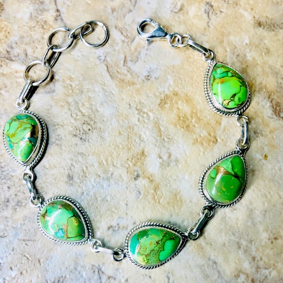 Free People Jewelry - Vintage Turquoise Copper Silver 925 Boho Bracelet